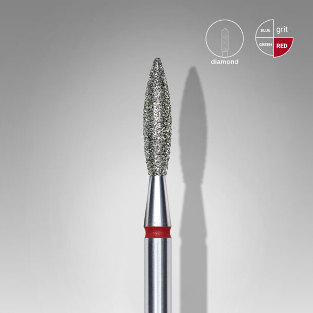 Frez diamentowy płomyk czerwony średnica 2,3 mm / część pracująca 10 mm