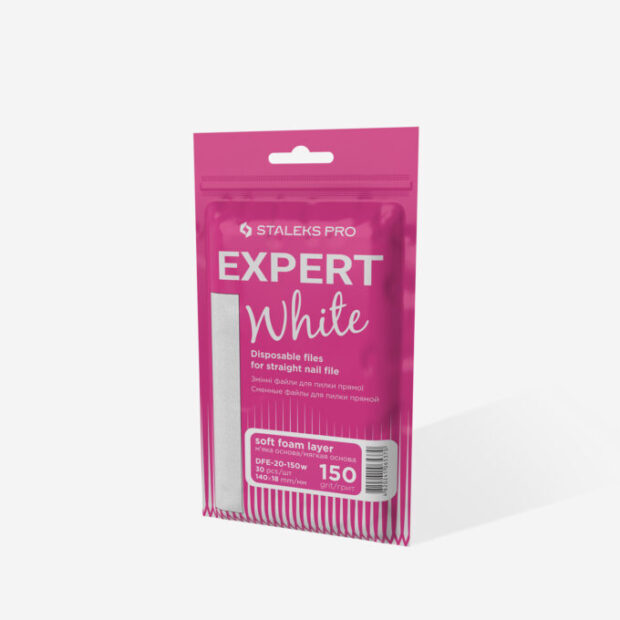 Wymienne pilniki białe na bazie miękkiej do pilnika prostego EXPERT 20 150 grit (30 szt)